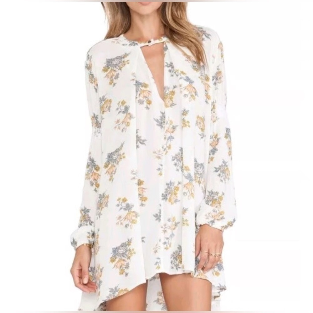 Free People White Tunic with Yellow Floral Design - Picture 2 of 7